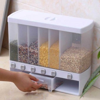 Dry Food Dispenser 6-grid Cereal Dispensers Food Storage Container Kitchen Storage Tank