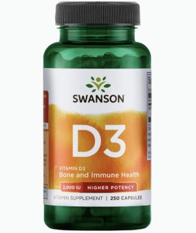 Swanson vitamins for bone Higher Potency Vitamin Capsules | Higher Potency Vitamin D3 2000 Iu (50 mcg) 250 Capsules for bone and immune health 