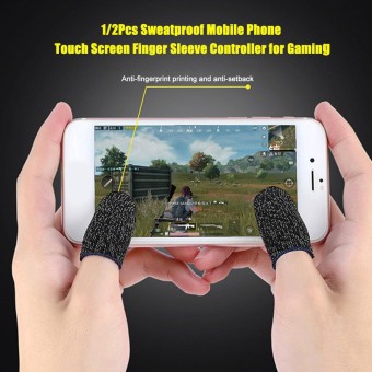 2PCS Sleep-Proof Sweat-Proof Professional Touch Screen Thumbs Finger Sleeve for Pubg Mobile Phone Game Gaming