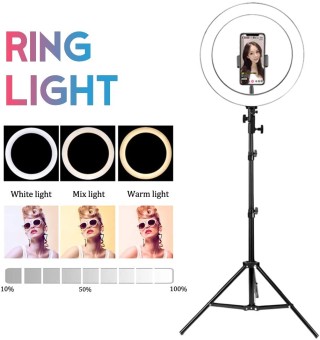 36cm Ring Light With 7FT Tripod and Phone Holder 3 Light Modes & Stepless Dimming Fit Selfie YouTube Video Makeup