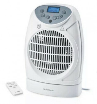 SILVERCREST LCD ELECTRIC FAN HEATER WITH THERMOSTAT PORTABLE OSCILLATING BASE