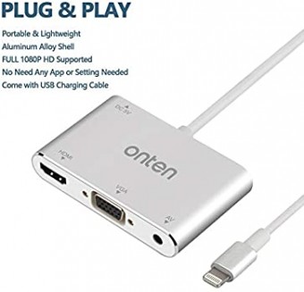 Onten HDMI Cable | Lightning and Micro to HDMI and VGA Adapter 1080p