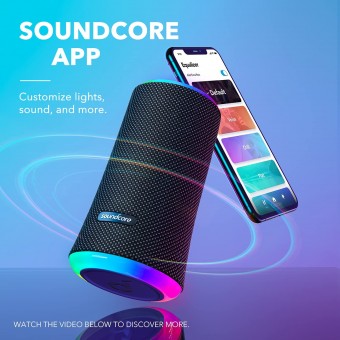 ANKER BLUETOOTH SPEAKER SOUNDCORE FLARE 2 | IPX7 WATERPROOF PROTECTION AND 360° SOUND FOR BACKYARD AND BEACH PARTY, 20W WIRELESS SPEAKER WITH PARTYCAST, EQ ADJUSTMENT