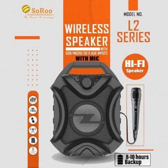 SooRoo L2 Bluetooth Speaker With Mic (Shock Proof) | Portable bluetooth speaker with Mic