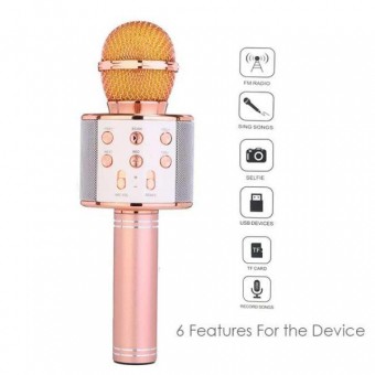 Wireless karaoke microphone | Mini portable WS-858 Microphone Bluetooth USB Speaker 