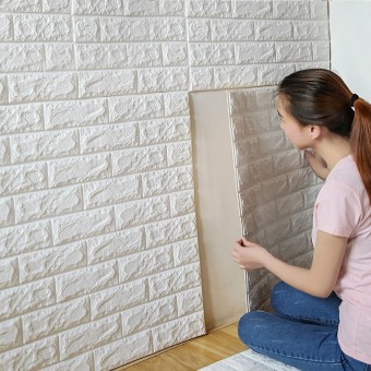 3D Foam Decorative Stone Brick Wall Stickers 70*77cm For Living Room Home Cafe Restaurant Decor Kids Saftey  Mural Self Adhesive DIY Waterproof Wallpaper