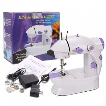 Mini Electric Sewing Machine Sm-202A With Foot Pedal Control And AC/DC Adapter 