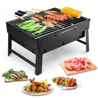 BBQ Grill Portable, Charcoal Barbecue Grill Smoker Grill for Outdoor Cooking Camping Hiking Picnics