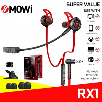 MOWI RX1 DUAL MICROPHONE GAMING HEADSET - DETACHABLE HD LONG MIC