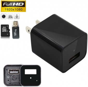 1080P HD USB WALL CHARGER HIDDEN SPY CAMERA WITH 8GB MEMORY CARD