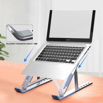 Foldable Portable Adjustable Aluminum Laptop Computer Desktop Tablet Stand | Holder Compatible with MacBook Air Pro, Dell XPS, HP, Lenovo More 10-15.6” Laptops, Silver