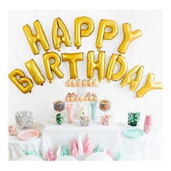 Happy Birthday Banner | Birthday Balloons | Birthday Decorations | Balloon For Birthday | Foil Happy Birthday Balloons | Balloon Decorations (Matte Gold, 16 Inch)