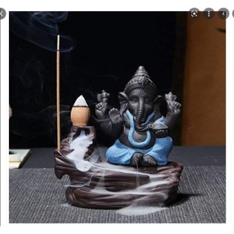 Meditating Smoke Ganesha Fountain Backflow Incense Burner | Decorative Showpiece 9 cm Ganesh Idol Murti