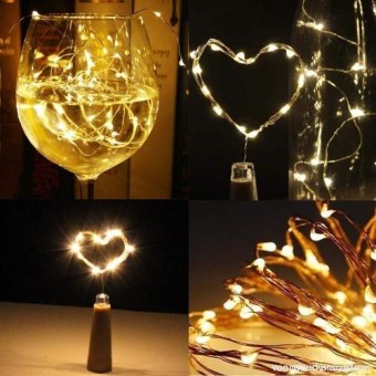 20 Led |1.4 Meter WaterProof Bottle Cork Shape Lights | Warm White Wine Bottles | Glass Twinkle Light Lamp | Battery Operated Starry Fairy Lights For Halloween | Bedroom | Birthday Parties | Wedding | Diy Home Decor