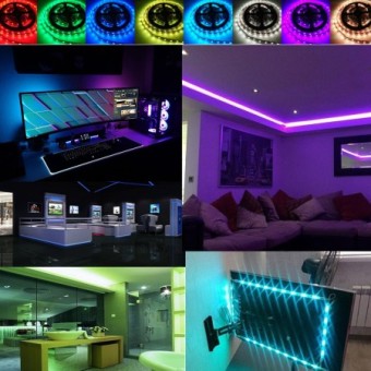 5 Meter 5050 Big Size SMD LED Premium RGB Led Strip with Free Adapter | Connector for Tihar | Diwali | Christmas | Birthday | Wedding | Home Decoration | Multicolor Options with Remote Steep Light