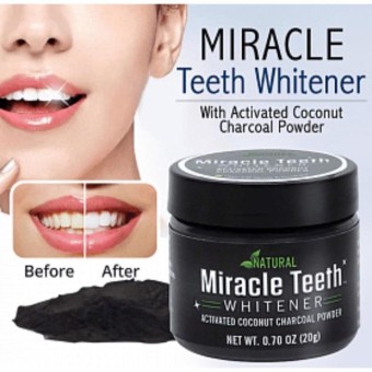 Miracle Teeth Whitener 20g Charcoal Tooth Whitening Powder | Perfect Smile Stain Remover | Black Natural Whitening Coconut Charcoal Powder |
