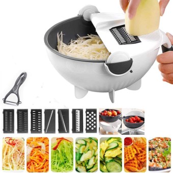 Vegetable Cutter With Drain Basket 6 in 1 Multi-functional Large Capacity Vegetable Chopper