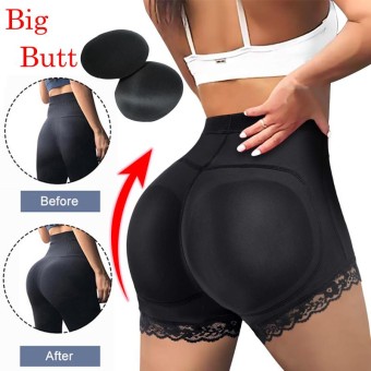 Black Floral Boxer Padded Panties Underwear Shape-Wear Hip Lifter Tummy Control Hip Enhancer Body Shaper Weight Loss