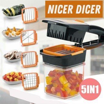 5 In One Manual Nicer Dicer Food Vegetable Fruit Chopper With Different Blades Easy Cut