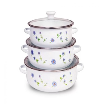 Indian 3 Pcs Set of Casserol Dinner Serving Set With Ceramic Floral Coating