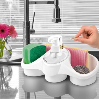 Smart Soap Dispenser With Scrubber And Soap Holder For Convenient Kitchen Laundry And Bathroom Use