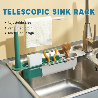 Kitchen Sink Top Sponge Soap Cloth Holder Storage Shelves For Space Saving & Clean Kitchen (Assorted Color)