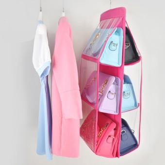Purse Bag Storage Holder Wardrobe Closet Space Saving 6 Pockets Pouch