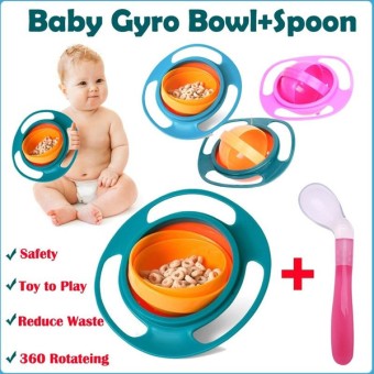 Non Spill Feeding Toddler Gyro Bowl 360 Degree Rotate Bowl Feeding Portable Bowl for Kids Food (Multicolor)