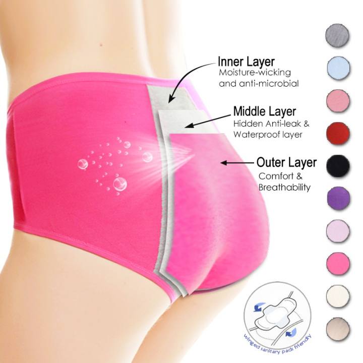 Period Menstrual Panties Reusable Washable Leak-Proof soft Underwear For  Ladies