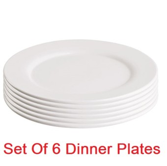 6 Piece Set of Highly Durable Melamine Plain Dinner Plate Unscratched Unbreakable Double Coated Design