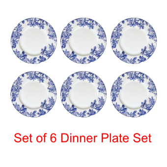 6 Piece Set of Highly Durable Melamine Dinner Plate Unscratched Unbreakable Grey Flower Pattern