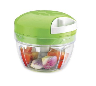 Handy Mini Plastic Chopper With 4 Blades Green Smart Chopper Keema Making with Rotating Handle