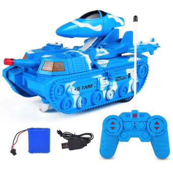 RC Tank One Button Deformation Plane Remote Control Tank Electronic Toy RC Car Electric Games Military Model For Boy Birthday Gifts