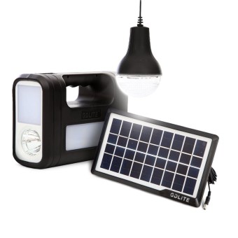 Solar Lighting System With Solar Panel Charging And Mobile Phone Charger