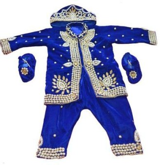 Three Line Pearl Choli Embroider Blue Velvet Pasni Dress Set Shoe Cap For Rice Feeding Ceremony For Baby