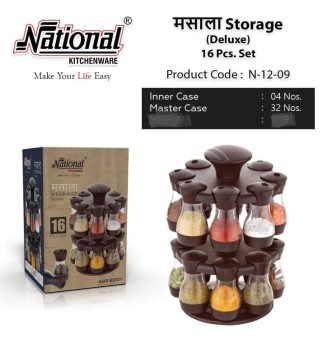 National Multipurpose 16 Jar Revolving Spice Masala Rack Masala Box Spice Rack