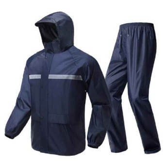 Dark Color Gents Rain Coats And Trousers With Light Reflector For Safe Night Driving High Quality Water Proof Material