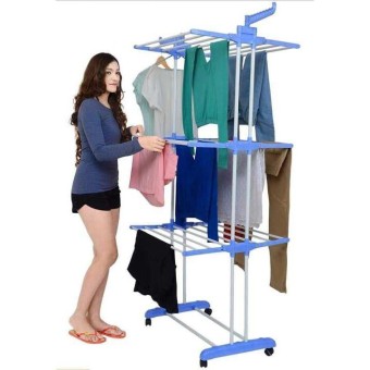 Folding Drying Rack Clothes Rack 3 Tiers Clothes Laundry With Wheels Cloth Shoes Hanger