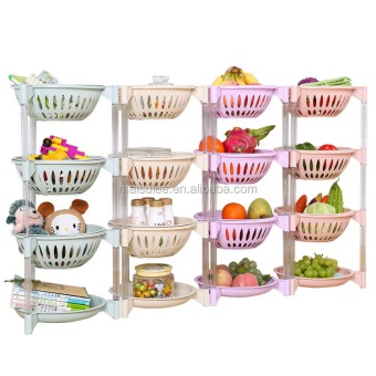 Four Layer Super Strong Plastic Multipurpose Kitchen Bathroom Storage Shelves with Base Stand