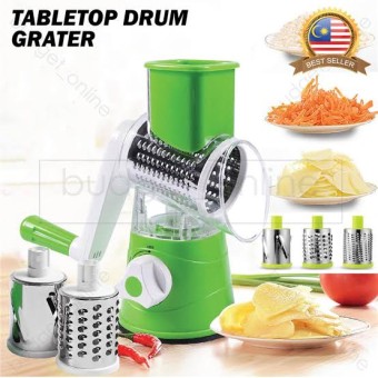 Multifunctional Shredder Tabletop Drum Grater with 3 Interchangeable Drums