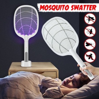 Electric Fly Mosquito Swatter Racket Bug Racket With stand