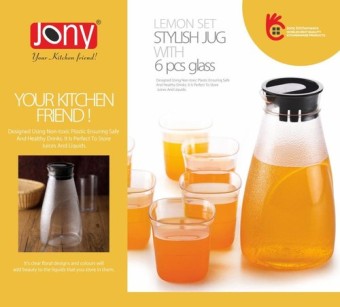 Jony Stylish Unbreakable Polycarbonate Durable Jug with Six Glasses Set 2000 ML