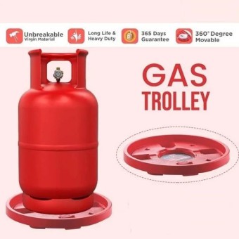 Cylinder Stand for LPG with Red Gas Cylinder in Plastic Wheelchair
