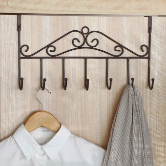 Metal Over the Door Hanger for Hanging Clothes in the Bedroom and Bathroom with 7 Hooks