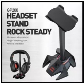 Plextone Headphone Stand Headset Holder Gaming Earphone Stand with Aluminum Supporting Bar Flexible Headrest ABS Solid Base