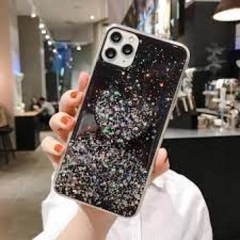 Apple iPhone 11 3D Black Lovely heart Holder stand Glitter silicone Cover & softphone case For Apple iPhone 11