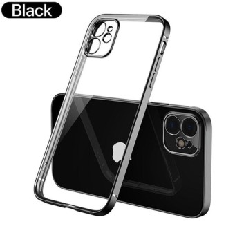 iPhone 12 -Square Plating Frame Protection Transparent Phone Case