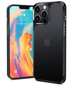 Carbon Fiber Texture Designed for iPhone 11 , 11 Series Translucent Shockproof Anti-Yellowing Protective Phone Cases Matte Hard PC Back Silicone TPU Frame Shock-Absorbing Protection Cover Black