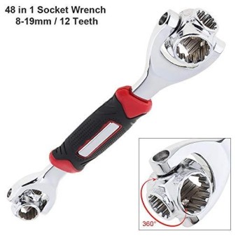 Wrench, Multi-Function Stainless Steel Spanner 48-in-1 Socket Works with Spline Bolts 360 Degree Rotation Wrench