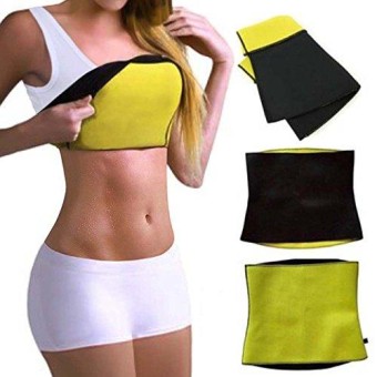 Hot Shaper Slim Sweat Belt, Waist Shaper, Tummy Trimmer Belly Fat Burner, Hot Shaper Belt, Unisex Body Shaper For Men & Women Slimming Belt For Weight Loss Black/Yellow